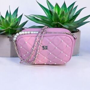 Badgley Mischka Diamond Stitch Quilted Pearl Crossbody-Purple (NWT)